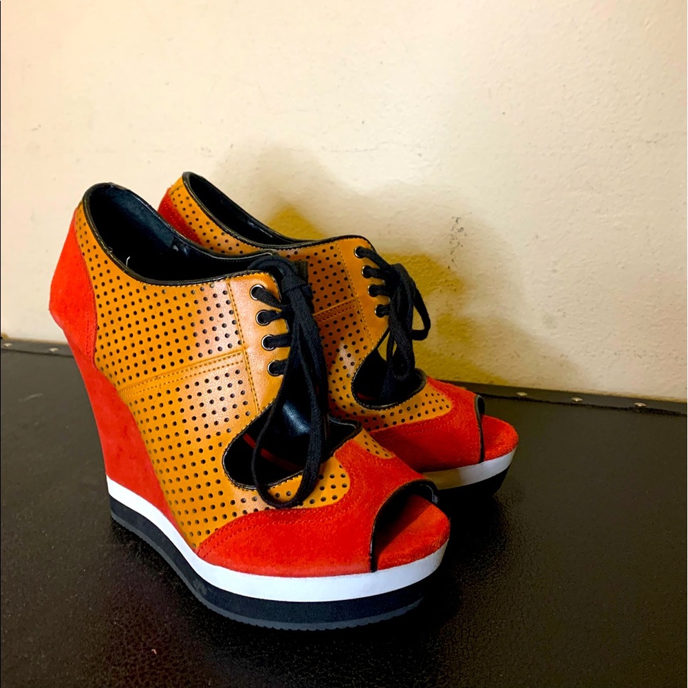 Laced Open-Toe Wedges